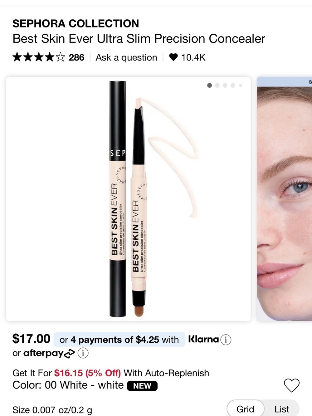 Sephora Best Skin Ever Precision Concealer — 00 White